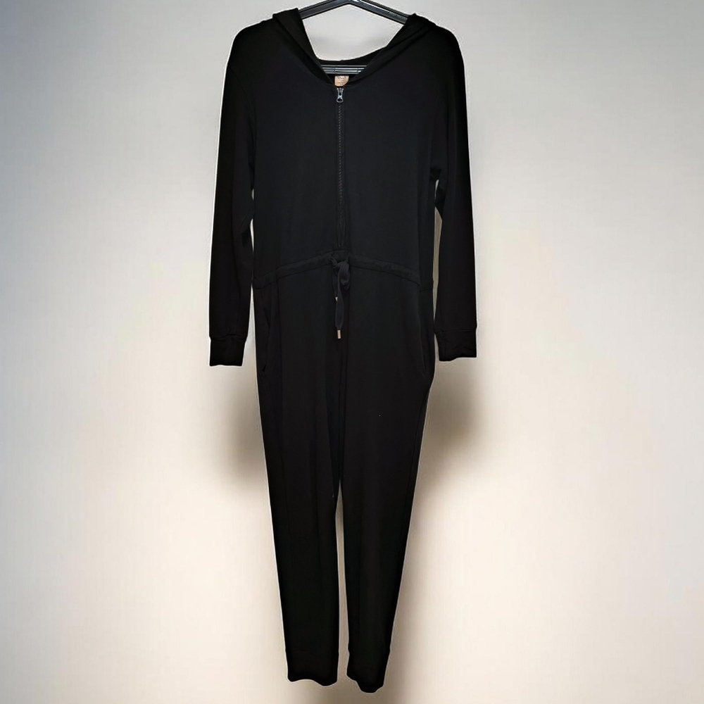 Smash + Tess Black Harris Hoodie Romper in Midnight Black - Picture 2 of 7